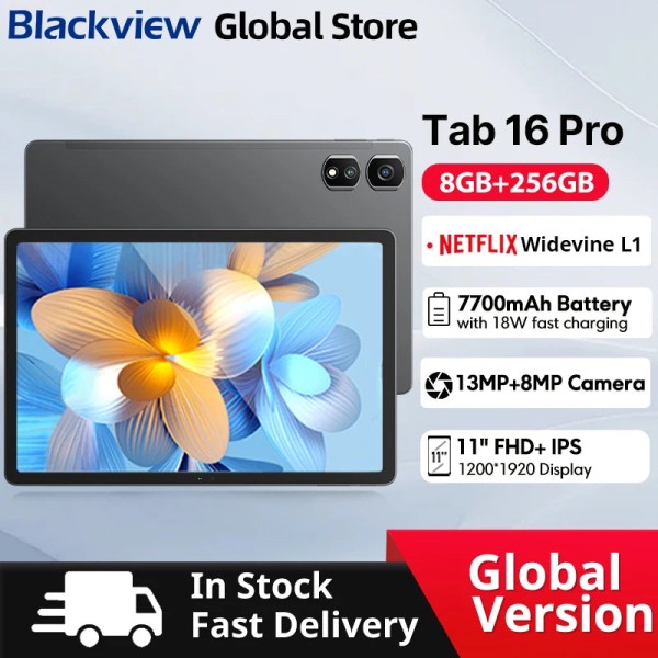 Blackview Tab 16 Pro Tablets 11 ''FHD + Display 8GB 256GB Widevine L1 Unisoc T616 Android 14 7700mAh 4G Tablet Pad PC