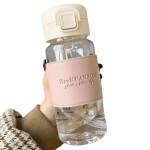 Garrafa de água fofa portátil de 500ml com tampa pop-up de palha à prova de vazamento para crianças da escola garrafa de beber de plástico