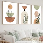 3 pçs moderno boho forma abstrata planta cartaz impressão meados do século estilo boêmio geometria arte botânica pintura decoração da parede imagem