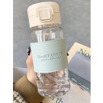 Garrafa de água fofa portátil de 500ml com tampa pop-up de palha à prova de vazamento para crianças da escola garrafa de beber de plástico