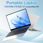 Laptop com moldura fina de 14,1" Intel N3700 16GB RAM 1TB SSD Win11 Notebook leve para entretenimento de escritório