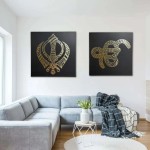 Feito à mão sikh khanda e ek onkar mandala metal arte da parede conjunto de dois decoração de casa espiritual para gurudwara yoga estúdios sikhism presente