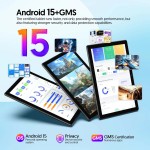 BAKEN Tablet Android 15 de 10 polegadas, processador quad-core, 12 GB (expansão 3 + 9) RAM + armazenamento de 64 GB, 5G WiFi, câmeras duplas 1280 * 800
