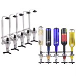 Dispensador de licor de parede, 4/5/6 garrafas, suporte de mordomo de barra para bebidas de álcool, bebidas de uísque, 4-6 tiros, suporte de dispensador de vinho