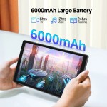 Tablet de 10 polegadas, Android 14, processador quad-core, 4 GB de RAM (2 GB + 2 GB expansível), armazenamento de 32 GB, Wi-Fi, câmeras duplas, 6000 mAh